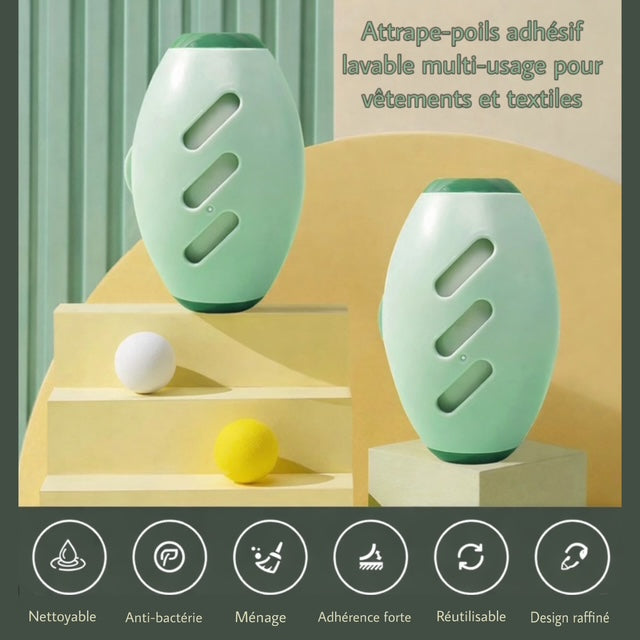 Brosse attrape-poils réutilisable pour meubles & vêtements